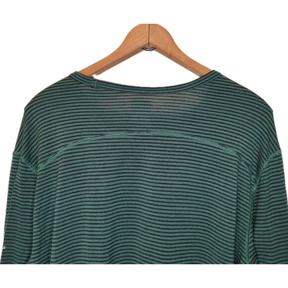 Icebreaker Mens Merino 200 Black Green Striped Long Sleeve Base Layer Top XXL - Picture 7 of 12